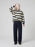 DAXUEN Dark indigo wide-leg denim jeans — model photo