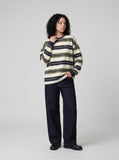 DAXUEN Dark indigo wide-leg denim jeans — model photo