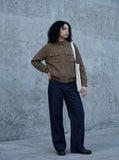 DAXUEN Dark indigo wide-leg denim jeans — model photo