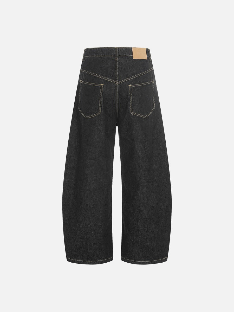 DAXUEN Wide-leg high-waisted denim pants with contrast stitching