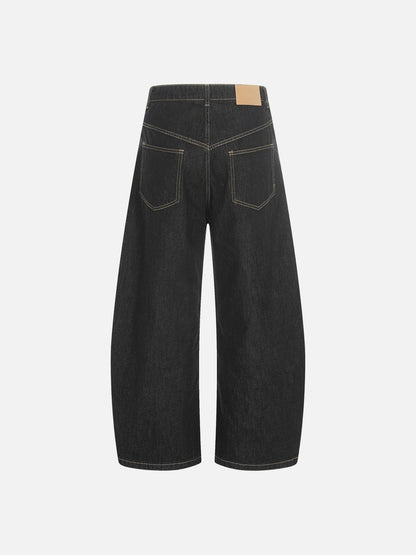 DAXUEN Wide-leg high-waisted denim pants with contrast stitching
