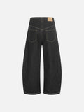 DAXUEN Wide-leg high-waisted denim pants with contrast stitching