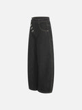DAXUEN Wide-leg high-waisted denim pants with contrast stitching