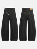 DAXUEN Wide-leg high-waisted denim pants with contrast stitching