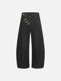 DAXUEN Wide-leg high-waisted denim pants with contrast stitching