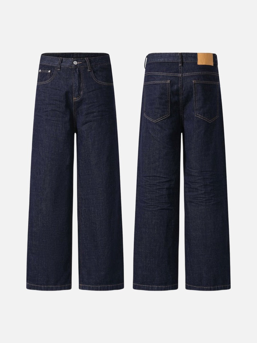 DAXUEN Wide-leg indigo blue jeans with contrast stitching