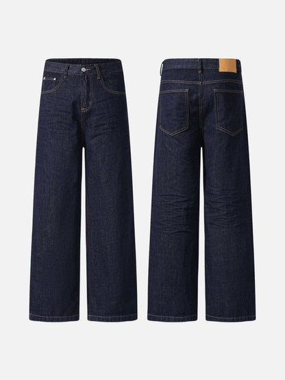 DAXUEN Wide-leg indigo blue jeans with contrast stitching