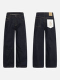 DAXUEN Indigo wide-leg jeans with golden-yellow stitching