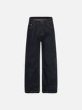 DAXUEN Indigo wide-leg jeans with golden-yellow stitching