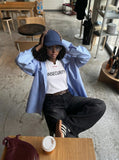 DAXUEN Short-sleeved graphic T-shirt with text prints — model photo