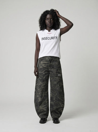DAXUEN Short-sleeved graphic T-shirt with text prints — model photo