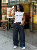 DAXUEN Short-sleeved graphic T-shirt with text prints — model photo
