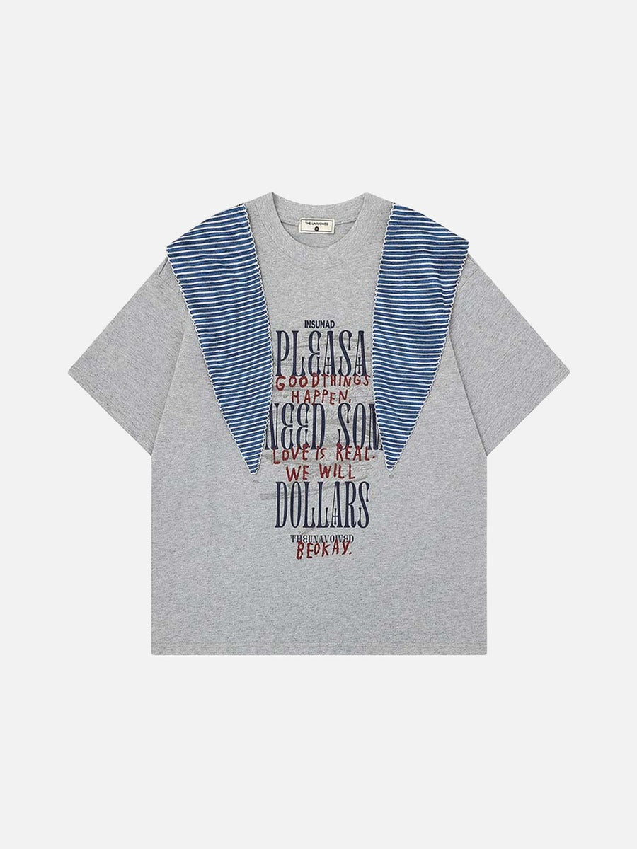 INSUNAD graphic T-shirt with faux-wrap panel