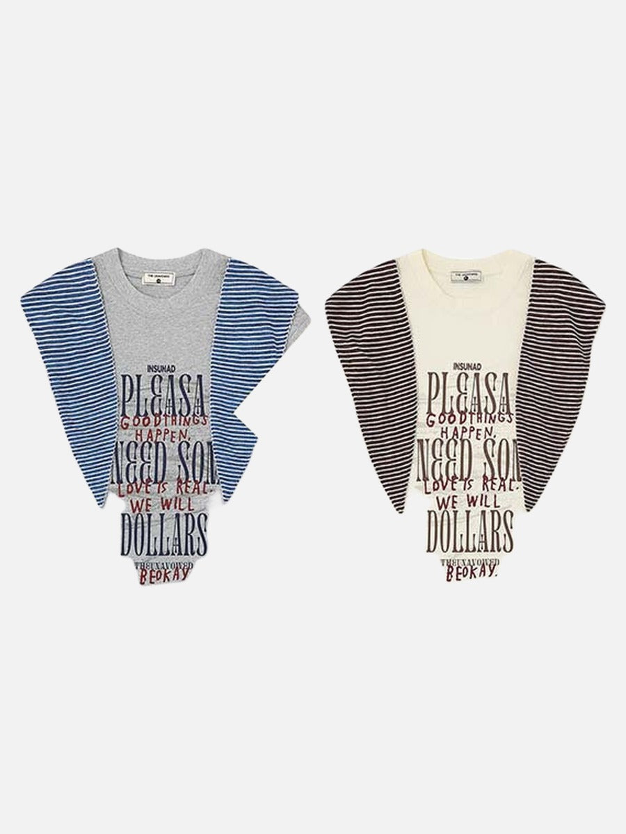 INSUNAD graphic T-shirt with faux-wrap panel