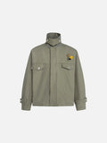 DAXUEN olive green utility jacket with intricate badge
