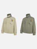 DAXUEN olive green utility jacket with intricate badge