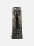 DAXUEN dark grey wide-leg chain denim jeans