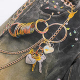 DAXUEN dark grey wide-leg chain denim jeans