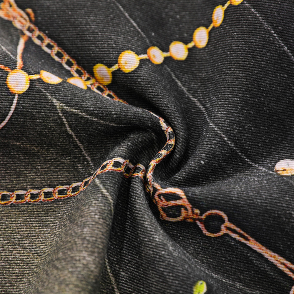 DAXUEN dark grey wide-leg chain denim jeans