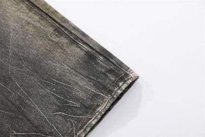 DAXUEN dark grey wide-leg chain denim jeans