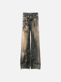 DAXUEN dark grey wide-leg chain denim jeans