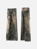 DAXUEN dark grey wide-leg chain denim jeans