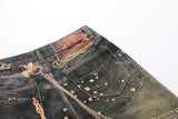 DAXUEN dark grey wide-leg chain denim jeans