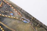 DAXUEN dark grey wide-leg chain denim jeans