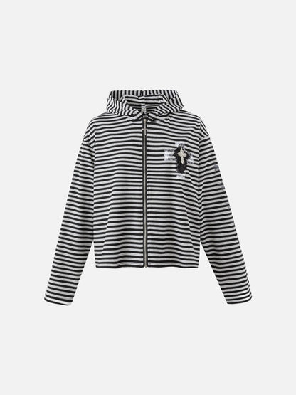Intricate Cross Graphic Black Hoodie Sweatshirt