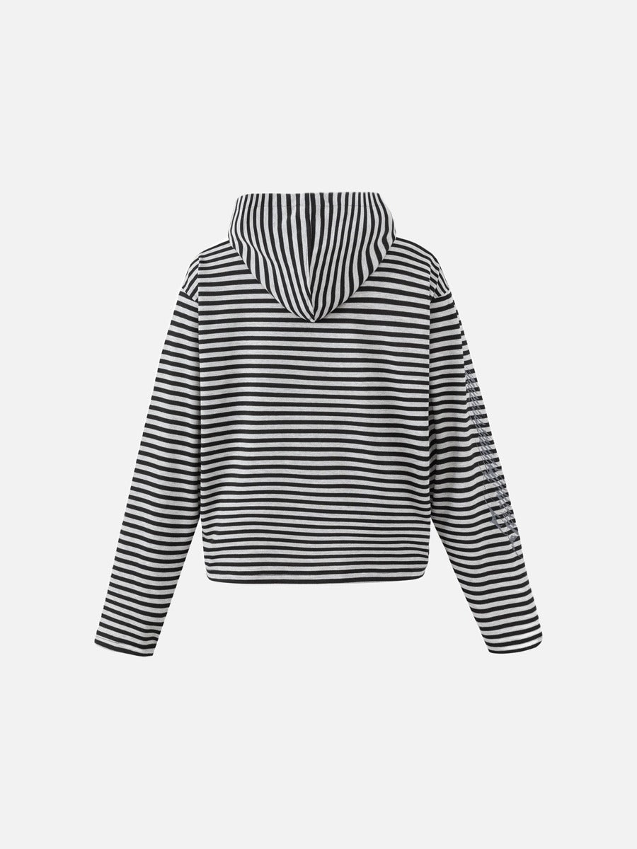 DAXUEN black horizontal stripe intricate cross graphic hoodie sweatshirt