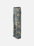 DAXUEN washed blue wide-leg floral print denim jeans