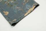 DAXUEN washed blue wide-leg floral print denim jeans