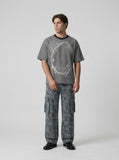 DAXUEN Intricate graphic striped short-sleeved t-shirt — model photo