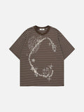 DAXUEN Intricate graphic striped short-sleeved t-shirt