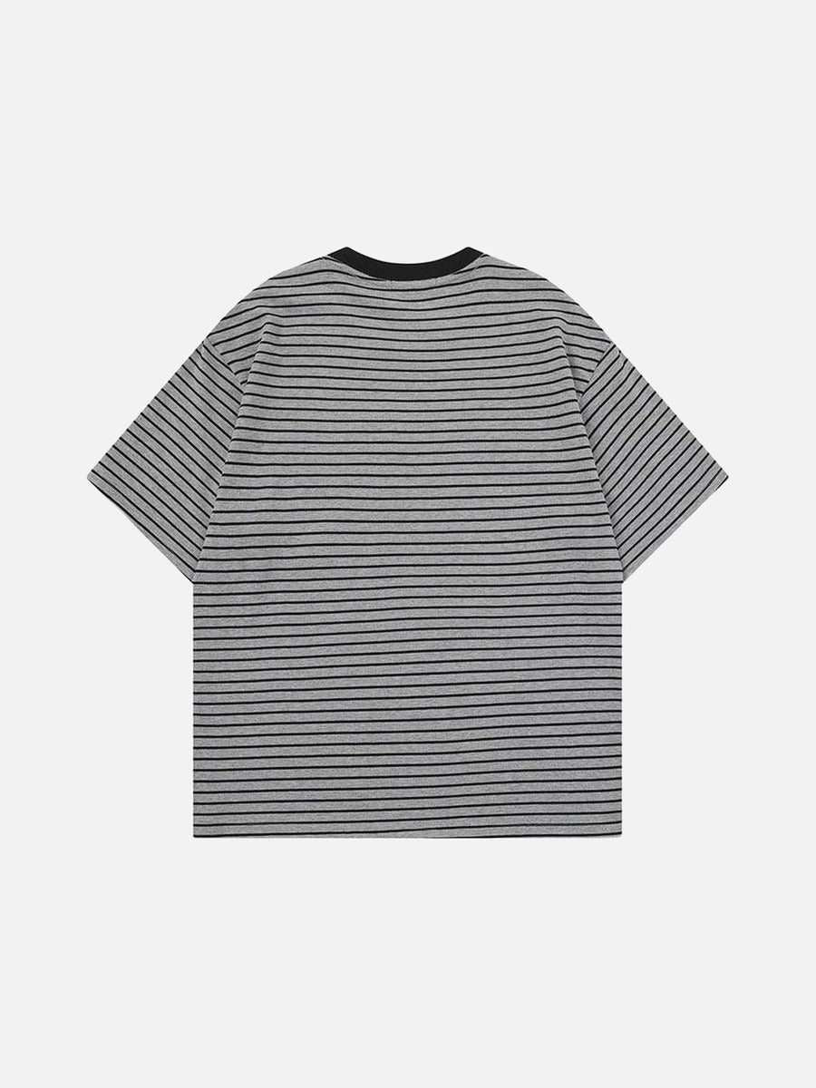 DAXUEN Intricate graphic striped short-sleeved t-shirt