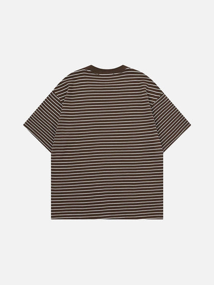 DAXUEN Intricate graphic striped short-sleeved t-shirt
