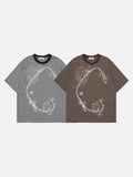 DAXUEN Intricate graphic striped short-sleeved t-shirt