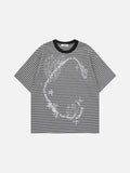 DAXUEN Intricate graphic striped short-sleeved t-shirt
