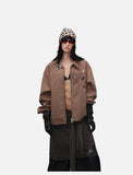 DAXUEN brown oversized jacket with intricate orbital design