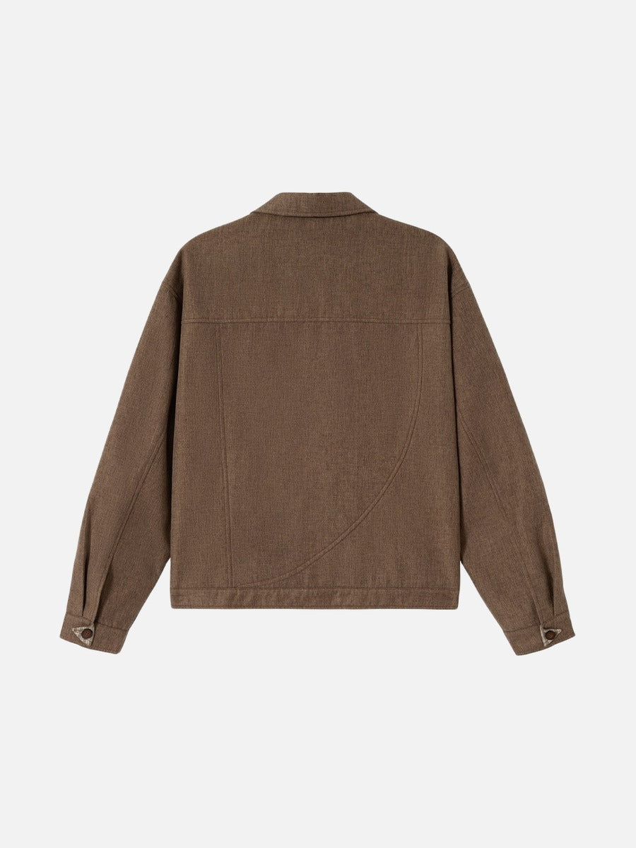 DAXUEN brown oversized jacket with intricate orbital design