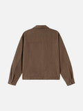 DAXUEN brown oversized jacket with intricate orbital design