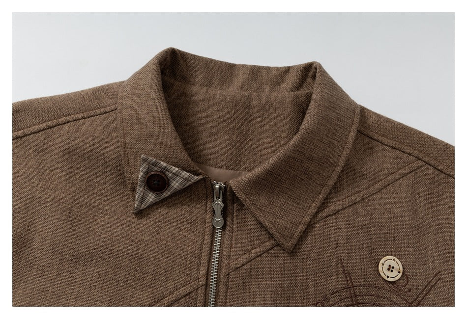 DAXUEN brown oversized jacket with intricate orbital design