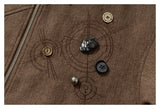 DAXUEN brown oversized jacket with intricate orbital design