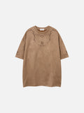 DAXUEN dark grey oversized intricate tonal graphic tee