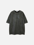 DAXUEN dark grey oversized intricate tonal graphic tee