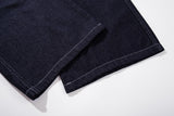 DAXUEN dark indigo blue wide-leg graphic jeans