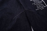 DAXUEN dark indigo blue wide-leg graphic jeans