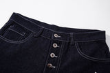 DAXUEN dark indigo blue wide-leg graphic jeans