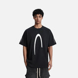 DAXUEN black oversized inverted U-graphic T-shirt