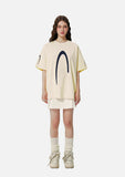DAXUEN black oversized inverted U-graphic T-shirt